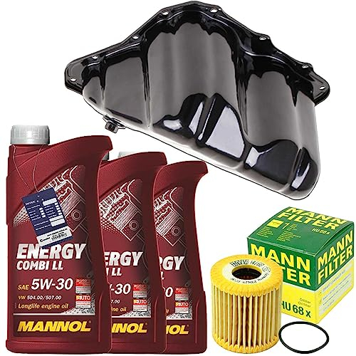 Inspektionspaket Ölwechsel Set Mann Ölfilter + 3l Motoröl 5W-30 + Ölwanne passend für Smart Cabrio Coupe 450 451 452