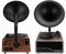 Bluetooth Phonograph Plattenspieler, Vintage Retro Phonograph Grammophon mit USB Anschluss und UKW Radio, 33/45/78 U/min, für Wohnzimmer, Heimdekoration (EU-Stecker)