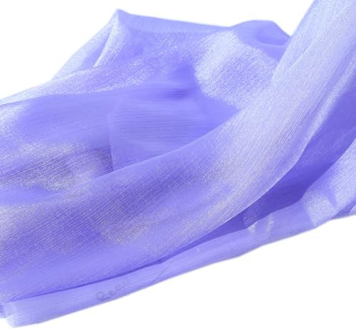 Anevous Tessuto lucido, 2 m x 150 cm, per cucito, tessuto di garza, tessuto decorativo per fai da te, performance, abito da sposa, colore viola scuro