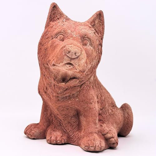 Toocook Handgefertigter Hund aus Terrakotta für Gartenmöbel, einzigartige Dekoration, wetterfest (Deutscher Schäferhund)