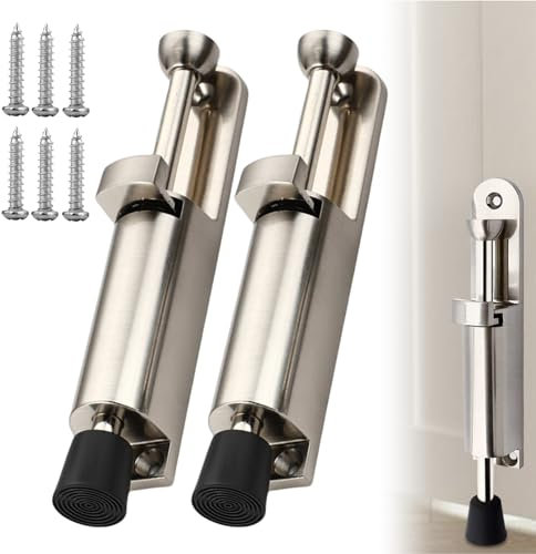 WIYETY 2 Stück Türfeststeller mit Fußbedienung: 147x28 mm Zinklegierung Federtürstopper mit Schrauben, Zinklegierung Pedal Türstopper, Türfeststeller Metall für Garagentor, Innentüren und Balkontüren