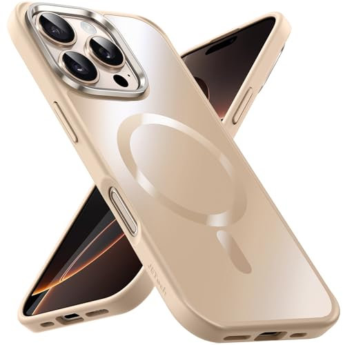 JETech Magnetic Case for iPhone 16 Pro Max 6.9-Inch Compatible with MagSafe, Luxury Metallic Luster Matte Back Slim Shockproof Electroplated Phone Cover (Desert Titanium)