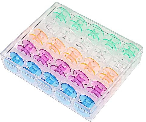 vhbw Aufbewahrungs-Box kompatibel mit Juki HZL-355ZW, HZL-25Z, DX5, HZL-DX7, HZL-DX3 Nähmaschinen-Spulen - inkl. Unterfaden-Spulen, Farbig