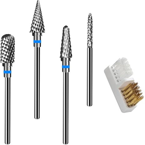 MIMIROOM 4Pcs Embout Ponceuse Ongles, Forets à Ongles Professionnelle en Carbure de Tungstène, pour les Ongles en Gel, les Acryliques, les Cuticules, les Réparations d'Ongles