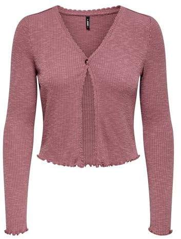 ONLY Scallop Onlnicole Life L/S Cardigan festonné JRS, Marron Rose, XL Femme