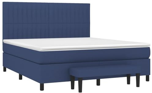 Homgoday Boxspringbett mit Matratze Blau 160x200 cm Stoff Boxspring-Bett Boxspringbettgestell