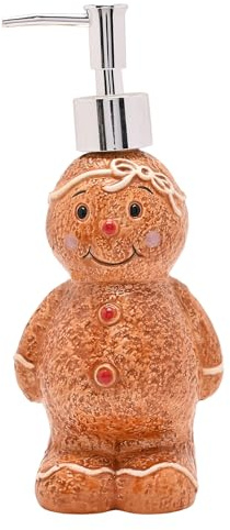 Widdop Santa & Friends Christmas Soap Dispenser – Gingerbread Design – Festive Ceramic Soap Pump for Bathroom or Kitchen – Seasonal Christmas Sink Accessory