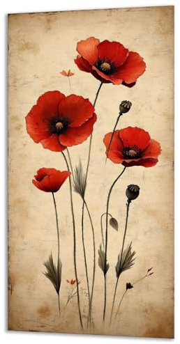 Malen Nach Zahlen Erwachsene Anlage Mohn Malen Nach Zahlen Kinder ab 10, DIY Ölgemälde Leinwand Set, mit Pinseln Kreativ set für Erwachsene, Home Haus Halloween Deko 30x60cm (Ohne Rahmen) 0z-161