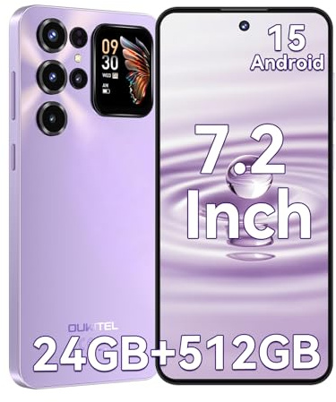 OUKITEL C68 PLUS Mobile Phones, 7.2’’HD+ 120Hz Sub Display, 24GB RAM & 512GB ROM/1TB TF, 6000mAh Battery, 64MP, Sim-Free & Unlocked Mobile Phones, 4G Dual SIM Android Phone, NFC, OTG, Case - Purple