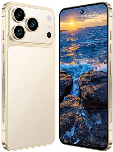 Teléfono Móvil I17 Pro Max, Android 15, Pantalla HD De 7,3, 16 GB De RAM, 1 TB De ROM, 8000 MAh, Cámara De 78 MP Y 108 MP, Doble SIM, 5G, Desbloqueado, Face ID/GPS, Versión Global.,Gold-7.3 Inch