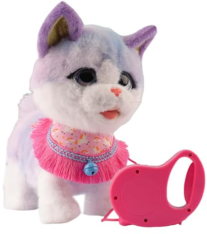 Interactive Walking Plush Puppy Toy Dog, with Touch Sensing, Voice Mimic, Lifelike Sounds, Tongue & Licking Motion, Leash Remote, Soft Fur – Battery Powered Dogs