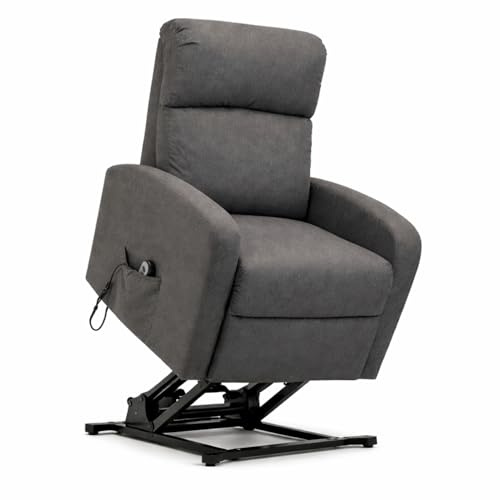 Arreditaly Poltrona Relax Elettrica Con Alzapersona Reclinabile 135° Schienale Ergonomico E Telecomando Poltrona TV Comfort per Anziani Soggiorno 65 x 85 x 105 cm Grigio