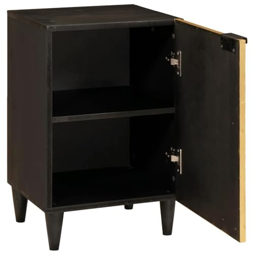 HPUYRFG Solid Mango Wood Bathroom Storage Cabinet with Shelves, Modern Tall Bathroom Cabinet 38 x 33 x 58 cm, Black and Gold