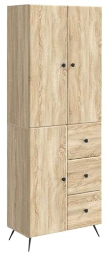 Mhdvray Ensemble de Meubles 2 Pièces Chêne Sonoma, Buffet et Armoire Murale en Bois d'Ingénierie, Unité de Rangement avec 3 Tiroirs et 3 Portes pour Salon ou Bureau