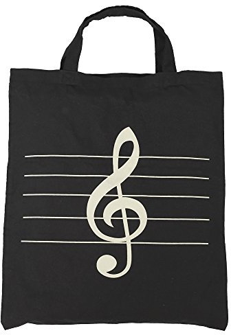 KingPoint Baumwollhandtasche Damen Einkaufstaschen, bedruckt mit Notenschlüsseln, hohen Noten und Musikinstrumenten Designs. High Note Black