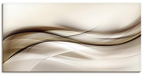 ARTLAND Wanddeko Leinwand Bilder Wandbild 100x50 cm Modern Abstrakt Muster Welle Rauch Abstrakte Kunst Braun T9LI