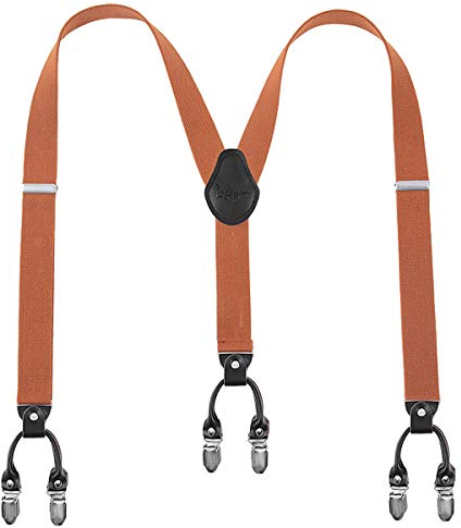 Lafayon Hosenträger Herren mit 6 Clips, Y-Back 3,5 cm Breit Hosenträger Heavy Duty Verstellbar und Elastisch mit Starken Metallklammern und Geschenkverpackung
