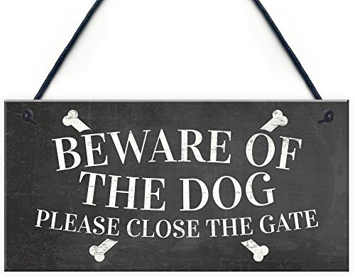 RED OCEAN Beware Of The Dog Warning Sign Garden Gate House Door Hanging Outdoor Plaque Gift