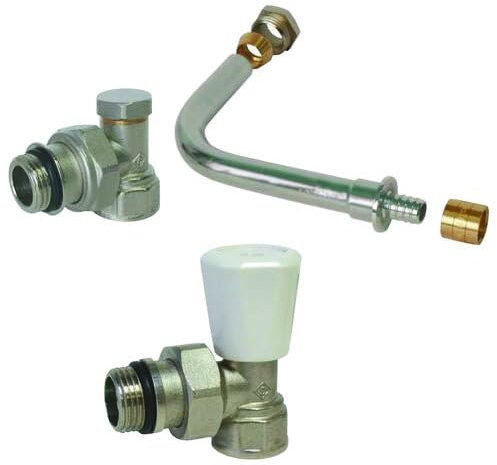 Somatherm - Kit de raccordement radiateur en PER - Kit raccordement radiateur avec robinet manuel - PER glissement Ø16 -