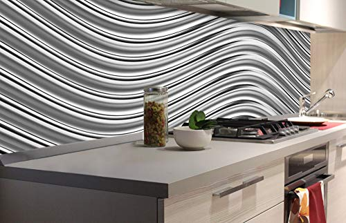 DIMEX Küchenrückwand Folie selbstklebend SILBERNES WOGEN | Klebefolie - Dekofolie - Spritzschutz für Küche | Made in EU - 180 cm x 60 cm
