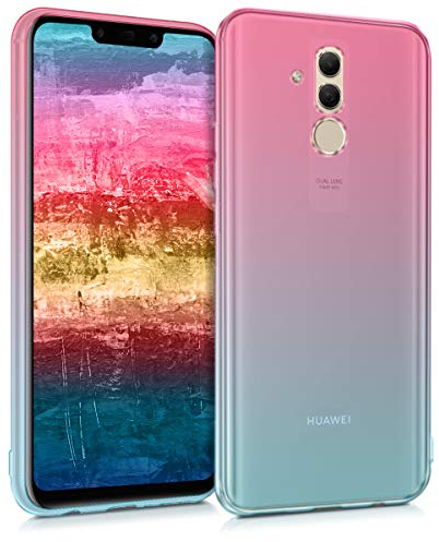 kwmobile Custodia Compatibile con Huawei Mate 20 Lite - Back-Cover Anti-urto Custodia in Morbido Silicone fucsia/blu/trasparente - 2 colori