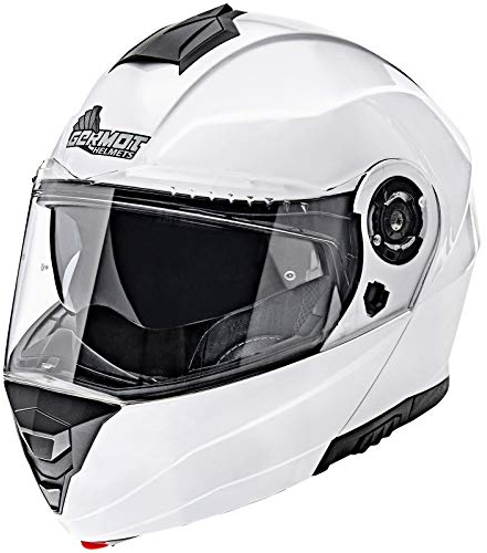 Germot Motorrad Klapp-Helm GM 960, kratzfestes Visier, weiß, M
