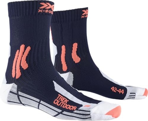 X-Socks Trek Outdoor 4.0 - Fortschrittliche Trekking-Socken für Männer und Frauen, verbesserter Komfort und Schutz für ausgedehnte Touren und Outdoor-Aktivitäten - Blau/Orange, 39-41