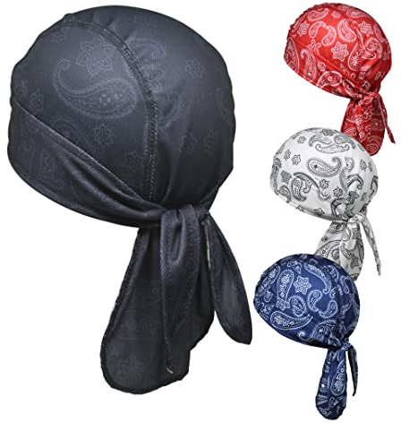 OutdoorEssentials Kühlende Helmeinlage – Motorrad-Kopfbandagen für Herren – Do Rag Bandanas für Herren – Bandana, Totenkopfkappe, Biker-Kappe