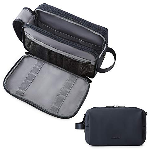 BAGSMART Kulturtasche für Herren, Reise Kulturbeutel Kosmetiktasche mit Doppelter Reißverschlussöffnung, Großer Stauraum, 5L-Blau