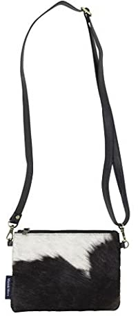 Mars und More Schultertasche Kuh schwarz/weiss aus Kuhfell 23x16 cm UNIKAT