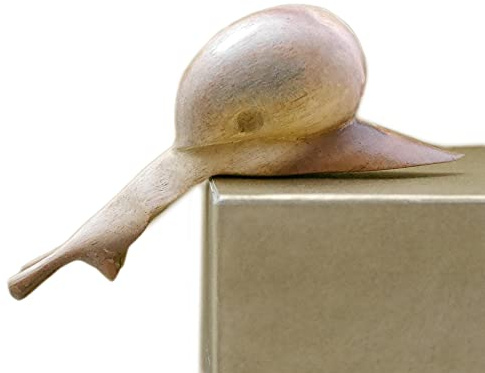 ART-CRAFT Kunsthandwerk aus Bali von Hand Geschnitzte wunderschöne deko Holz Miniatur Schnecke Kantenhocker Tierfigur. Ideal als Wohnzimmer deko Figur oder als Regaldekoration