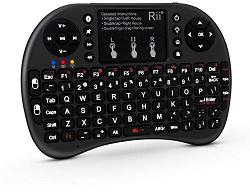 Rii Mini teclado inalámbrico Bluetooth con panel táctil, compatible con Bluetooth + (RF) 2.4 GHz conexión inalámbrica para smartphones, PC, tableta, portátil, TV Box, iOS, Android, Windows Mac, color