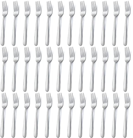 Pleafind 36 Pieces Dinner Fork Set (8 Inch), Stainless Steel Silverware, Mirror Polished, Small Forks for Home, Kitchen, Restaurant, Dishwasher Safe