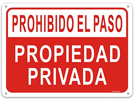 Señal Prohibido el paso de propiedad privada,Señal de prohibición Señal de disuasión Cartel de metal de aluminio 25x18 cm