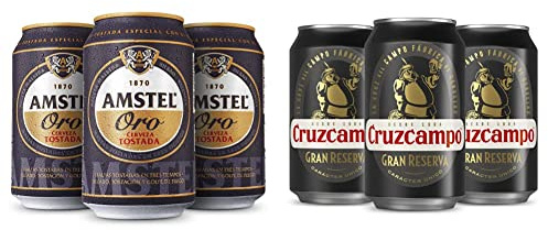 Amstel Oro Cerveza Tostada Pack Lata, 24 x 33cl & Cruzcampo Gran Reserva Cerveza Tostada Pack Lata, 24 x 33cl