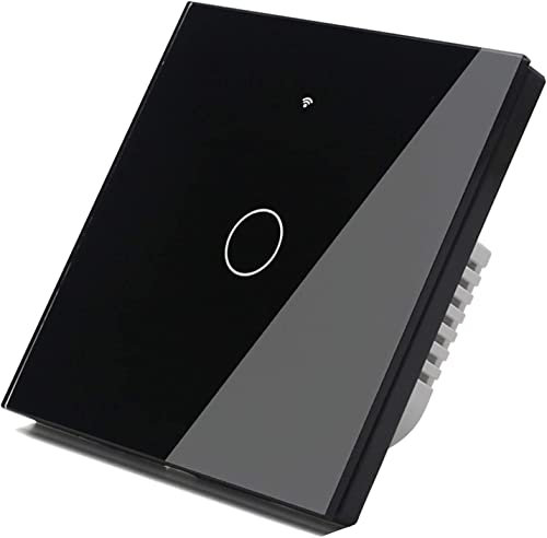 proAMEDEN Interruttore della luce intelligente WiFi 1/Gang NON NECESSARIO NEUTRO, pannello in vetro, interruttore touch WiFi 2,4 GHz, telecomando Smart Life/Tuya, funziona con Alexa, Google Home,