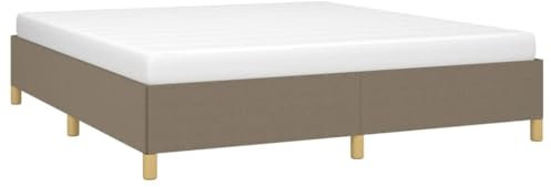 vidaXL Cadre de Lit, Lit Rembourré, Lit Double avec Sommier à Lattes, Lit Adulte de Chambre à Coucher, Moderne, Taupe 180x200 cm Tissu