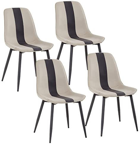 Mondeer Esszimmerstühle 4er Set, Küchenstuhl Polsterstuhl mit Metallbeinen Modernes Design, für Esszimmer Wohnzimmer Empfangsraum Büro, B48 x H85 x T40 cm, Beige