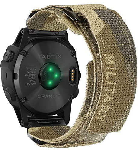 Compatibile con Garmin, cinturino per orologio mimetico, cinturino sportivo in nylon super robusto, con design ad anello intrecciato, 22mm-Middle (7.2'' to 8.2''), No