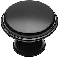 GTV Cento Matt Black Knobs - 28 mm Round Cupboard Kitchen Drawer Handles - Galvanised, Painted