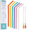 WK ieason Replacement Silicone Straws Reusable Bendy Drinking Starws Compatible with Stanley 20-40oz Tumblers and Other Brands with 2 Colorful Brushes, Color Non Toxic Straws for Toddler and Kids