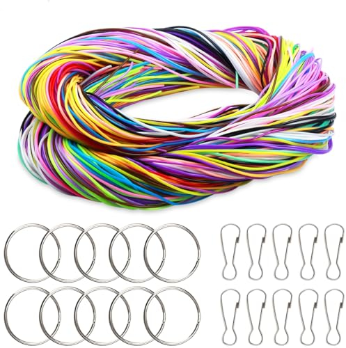 200 Corde di Plastica Fili Colorate Arcobaleno Filo Filo Elastico per Braccialetti per Allacciatura, Fai Da Te Fatte a Mano per La Creazione di Gioielli, 20 Colori con Ganci a Scatto