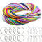 200 Stück Schnur für Armbänder Bunte Elastische Faden 20 Farben Plastik Bänder Set DIY Kunststoff Schnürung Cord mit 10Pcs Schlüsselring und 10Pcs Haken für Schmuckherstellung, Armband