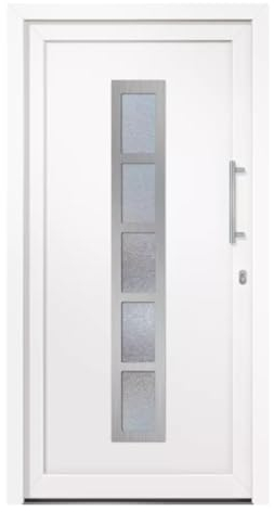 HORI® Haustür Eingangstür Komplettset – Robuste Hauseingangstür mit moderner Optik, hoher Wärmedämmung & Sicherheit, I Farbe: weiß I DIN rechts I Modell: Frame I 198 x 98 cm