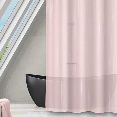 MSV Rideau de Douche Polyester Romana 180x180cm Rose Clair Transparent
