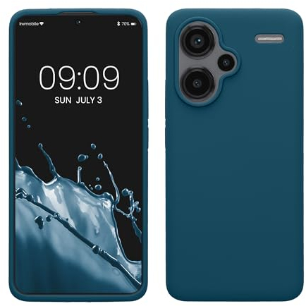 kwmobile Hülle kompatibel mit Xiaomi Redmi Note 13 Pro+ 5G / Redmi Note 13 Pro Plus 5G Hülle - Silikon Handy Case - Handyhülle weiche Oberfläche - kabelloses Laden - Petrol matt