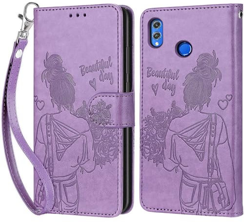Coque pour Huawei Honor 8X, Housse Etui Portefeuille Cuir Multifonction, Fermeture Magnétique à Clapet Anti-Choc Compatible avec Coque Huawei Honor 8X Book - Violet