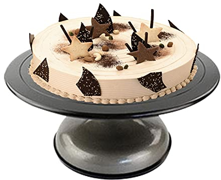 TiStm Plato giratorio for tartas de aleación de aluminio, soporte giratorio for tartas con fondo de silicona antideslizante, suministro ideal for decoración de tartas for pasteles y magdalenas, 12 pul