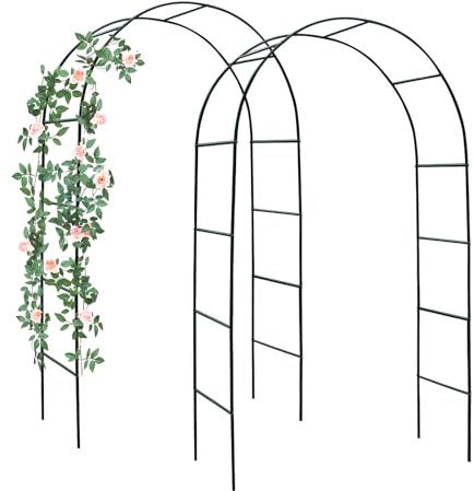 ATR ART TO REAL Rankgitter für Kletterpflanzen, Outdoor-Pergola, Hochzeitsdekorationen für Zeremonie, kostenlose Montage in 2 Größen, 240 cm oder 196 cm Höhe, breite Gartenballon-Laube aus Metall, 2