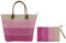 Vico Casa® VERSILIA Borsa mare donna con pochette, borsa spiaggia/Colore Fucsia/Borsa a spalla 50x35X20cm con borsetta, cerniera e tasca interne e manici